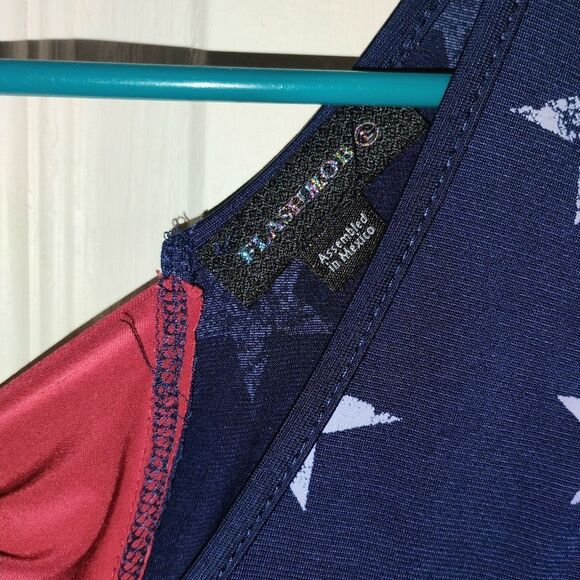 Navy Star Print Tank Top with Red Accents - Picture 2 of 7